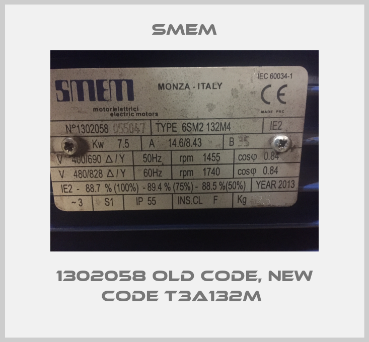 1302058 Old code, new code T3A132M -big