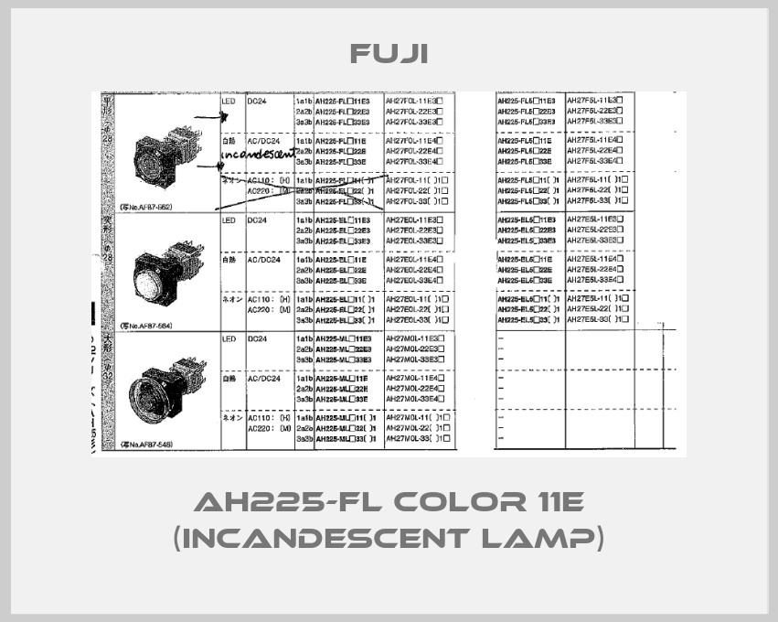 AH225-FL color 11E (Incandescent Lamp)-big