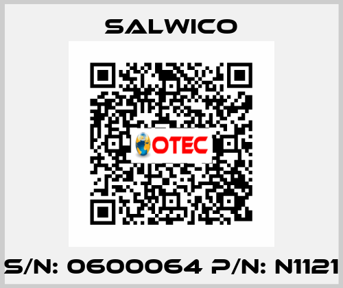 S/N: 0600064 P/N: N1121 Salwico