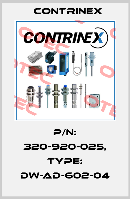 p/n: 320-920-025, Type: DW-AD-602-04 Contrinex