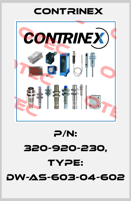 p/n: 320-920-230, Type: DW-AS-603-04-602 Contrinex