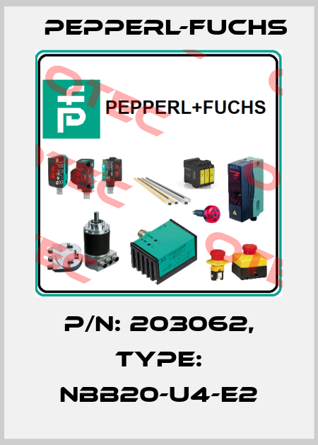 p/n: 203062, Type: NBB20-U4-E2 Pepperl-Fuchs