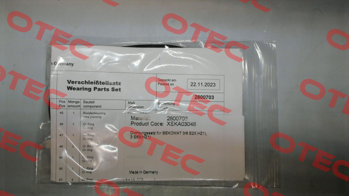 SET OF SEALS FOR BM6EPN25 Beko