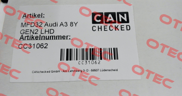 280156 / CANchecked MFD32 GEN 2 - 3.2" Display Audi A3 8Y - LHD CANchecked