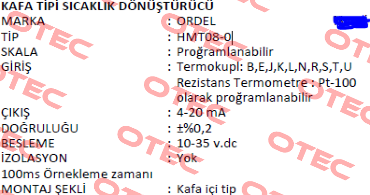HMT08-0 Ordel