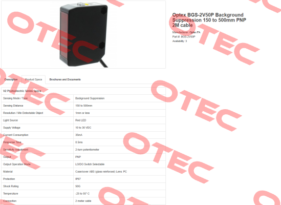 BGS-2V50P Optex