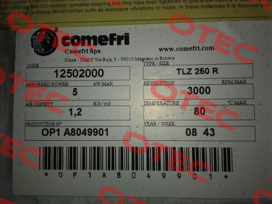 TLZ 250 RA Comefri