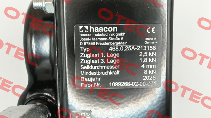 PN: 213158 Type: 468.0,25 A haacon