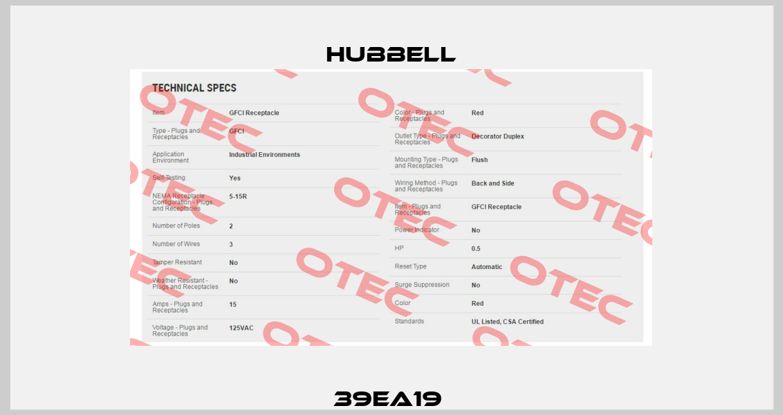 39EA19  Hubbell