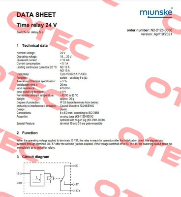 N2-2125-0000 / 5002915 Miunske