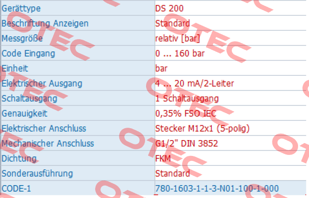DS200 780-1603-1-1-3-N01-100-1-000 Bd Sensors