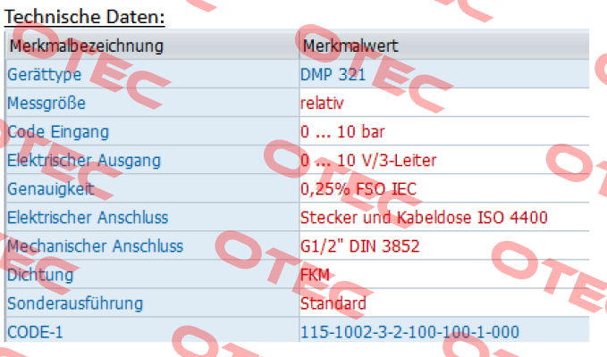 DMP 321 - 115-1002-3-2-100-100-1-000 Bd Sensors