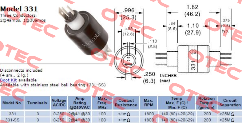 LM03-03310-S0 , Type 331-VA  Mercotac