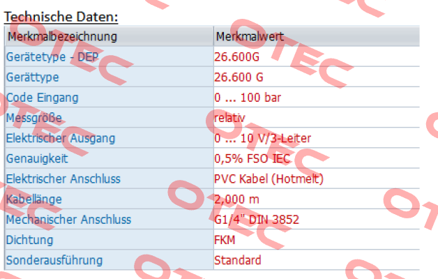 26.600G-1003-R-3-5-TM0-300-1-000 (OEM) Bd Sensors
