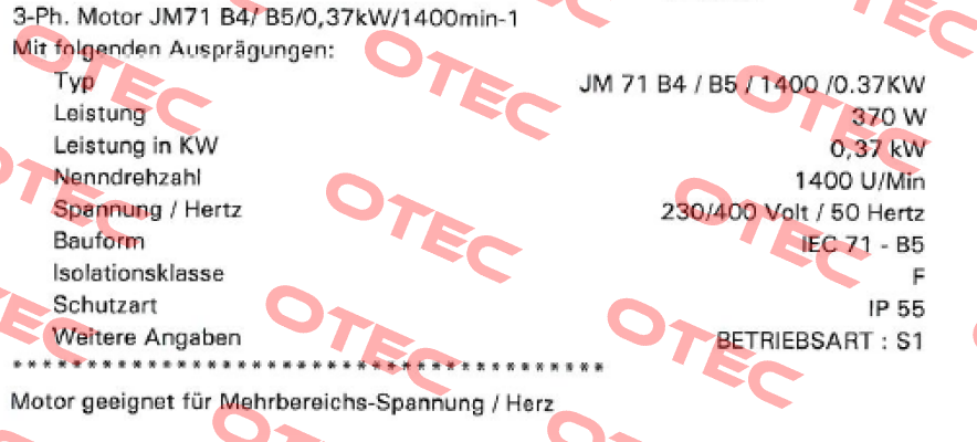JM71B4 KW0,37 P4 B5 230/400-50 CLF IP55 SEIPEE