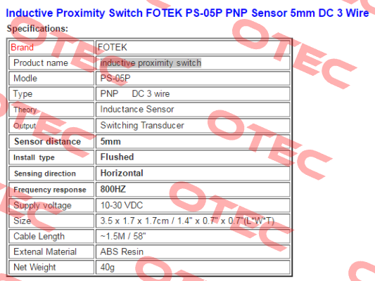 PS-05P Fotek