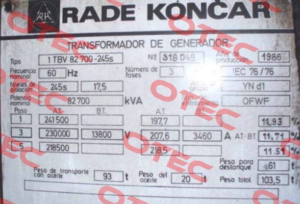 1 TBV 82 700-245s  RADE KONCAR