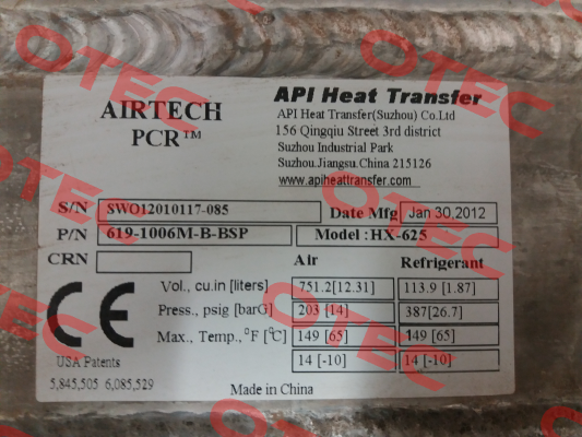 619-1006M-B-BSP API Airtech
