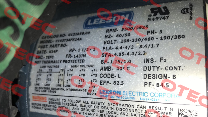 C143T34FK14A (obsolete) - replaced by 122085.00  Leeson