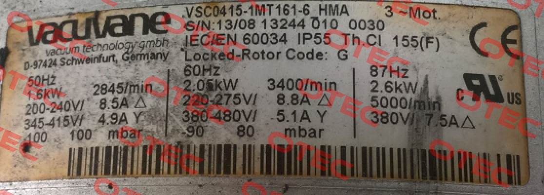 VSC0415-1MT161-6 HMA - obsolete/ replaced by 70-603190501  Airtech