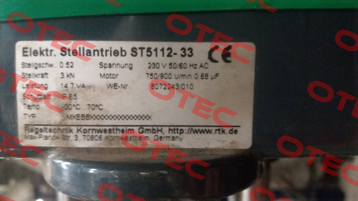 ST5112-33 obsolete, replaced by REact 30E-074 RTK Regeltechnik