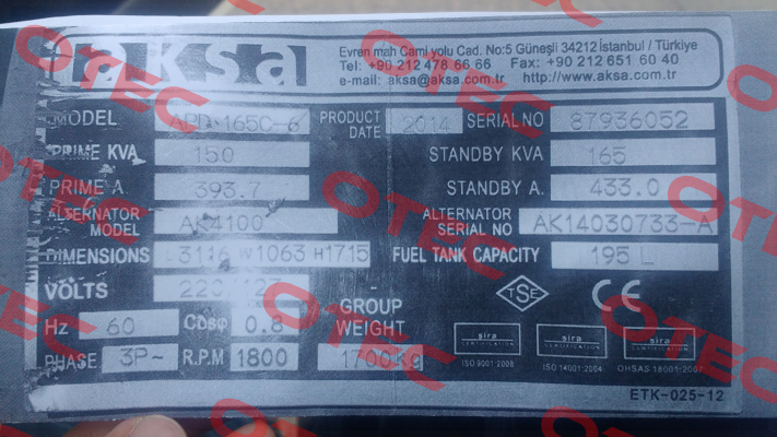 APD 165C-6 - obsolete , replacement is APD 165 A  AKSA