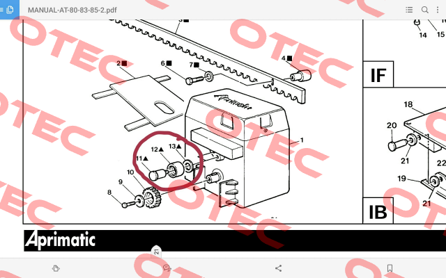Counter roll for Aprimatic AT80 Z16  Aprimatic