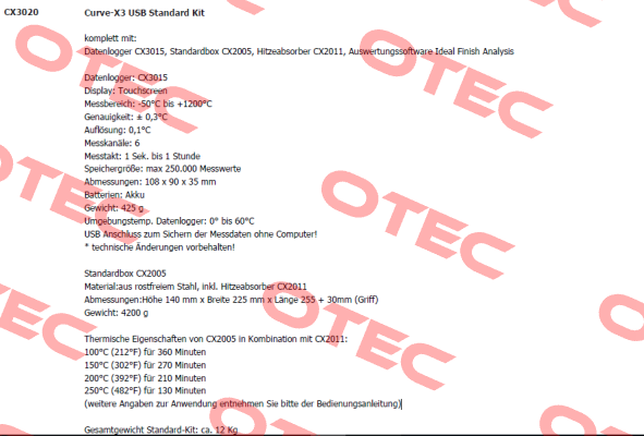Curve-X3 USB Standard Kit ( CX3020) TQC