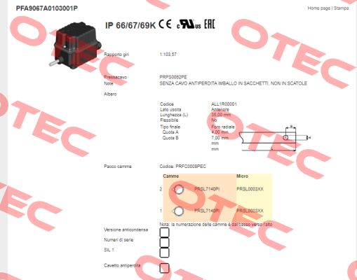 PFA9067A0103001P Ter Tecno Elettrica Ravasi