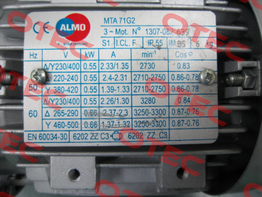 MOT.71 0,55KW 2P 230/400V 50/60HZ B5-FF130 MTA71G2 Almo