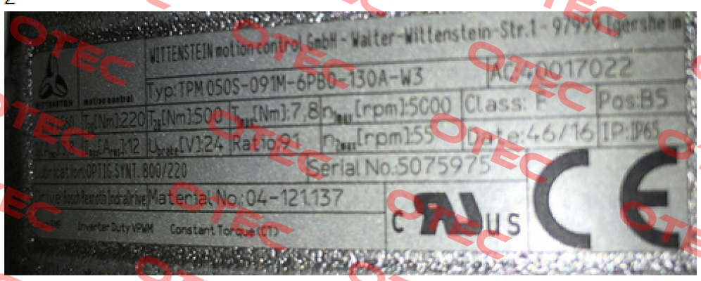 TPM050S-091M-6PB0-130A-W3  Wittenstein
