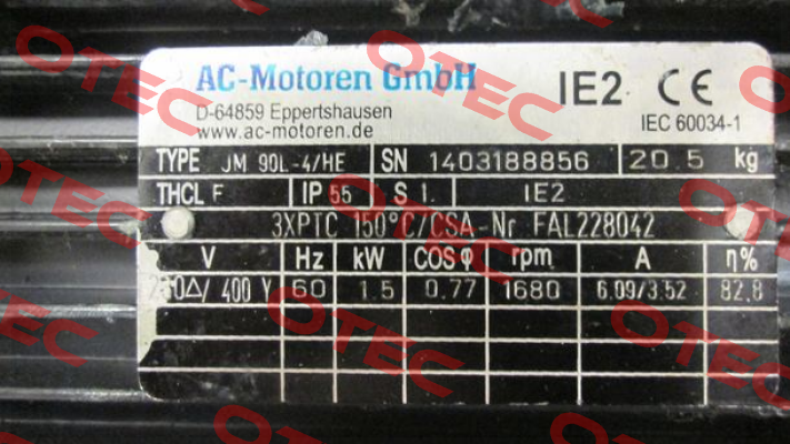 JM 90L-4/HE old code, new code FCA 90 L-4/HE AC Motoren