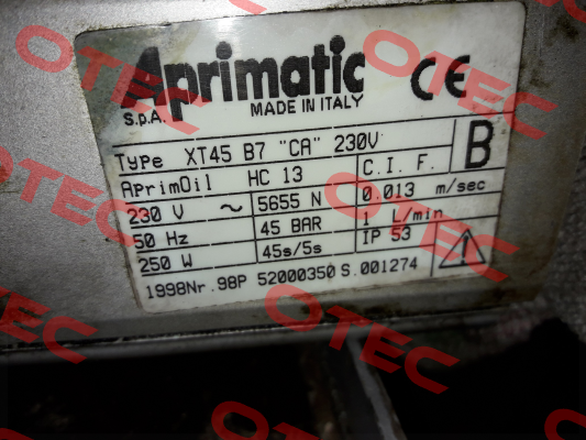 XT45 B7 "CA" 230 V Aprimatic