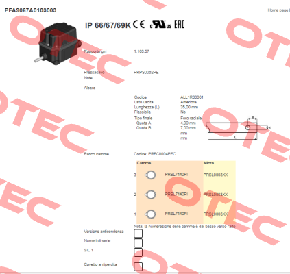 PFA9067A0103003 Ter Tecno Elettrica Ravasi