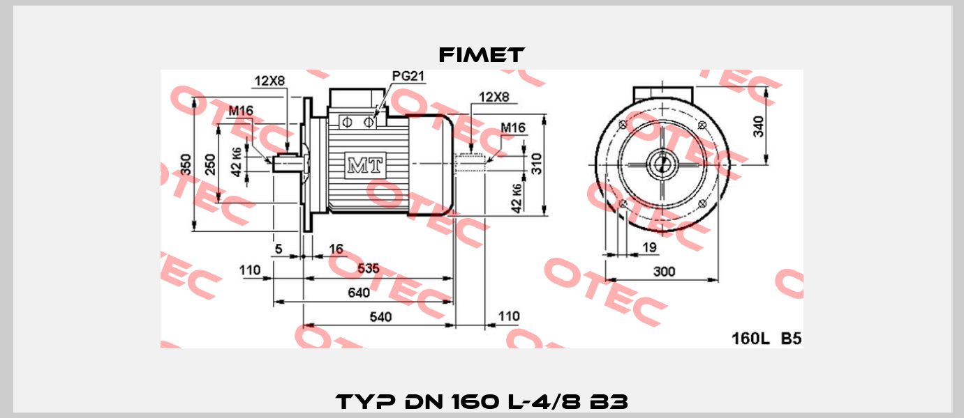 Typ DN 160 L-4/8 B3 Fimet