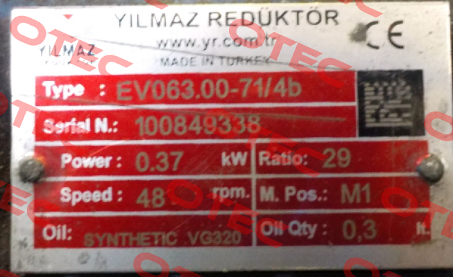 EV063.00-71M/4C  Yılmaz Redüktör