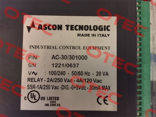 P/N AC-30/301000, SN:1221/0637  Ascon