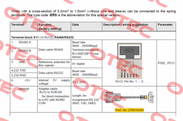 RJ12/SUB-D SO RS232  Nord