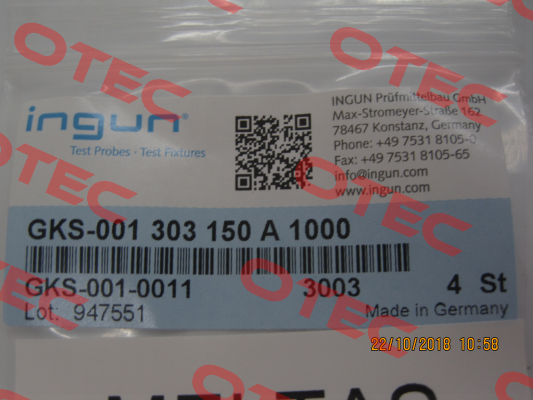 GKS-001 303 150 A 1000 Ingun