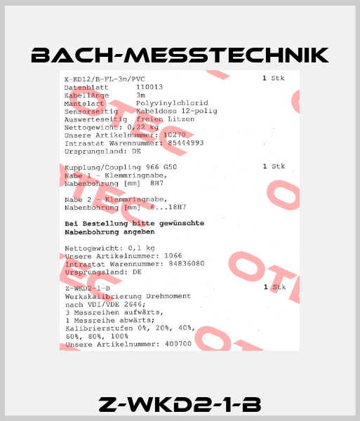 Z-WKD2-1-B Bach-messtechnik