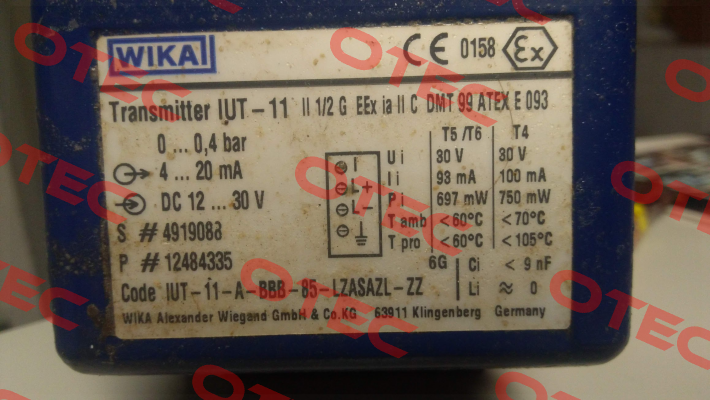 IUT-11-A-BBB-85-LZASAZL-ZZ ---- not available; alternative ref. UPT-21 Wika