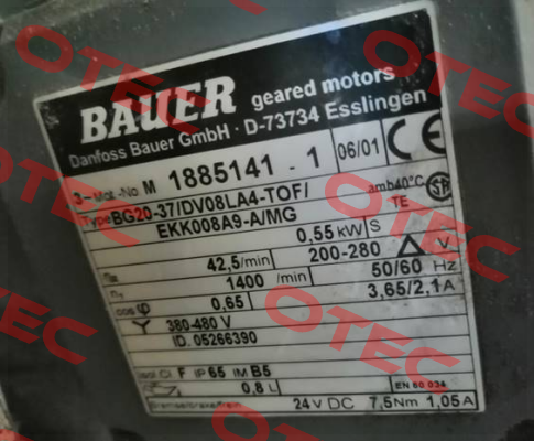 Type: BG20-37/DV08LA4-TOF/EKK008A9-A/MG Bauer