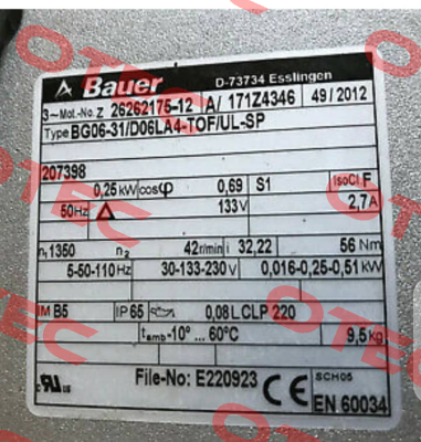 BG06-31 D06LA 4-TOF/UL-SP(P/N 171Z4346) Bauer
