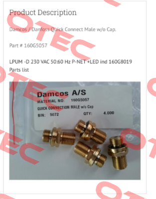P/N: 160G5057 Damcos