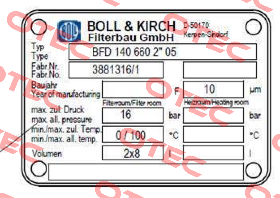 Type: BFD 140 660 2*05 Boll Kirch