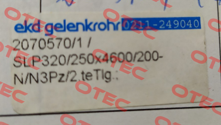 SLP 320 /250 x 4600 / 200-N/N 3Pz/2.te Tlg. Ekd Gelenkrohr