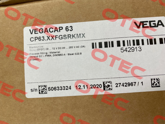 P/N: CP63.XXFGSRKMX, Type:  VEGACAP 63 Vega