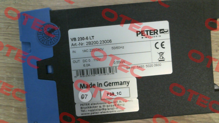 P/N: 2B200.23006, Type: VB 230-6LT Peter Electronic