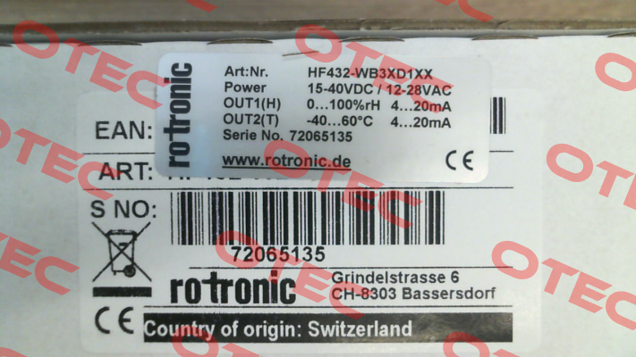 HF432- WB3XD1XX Rotronic