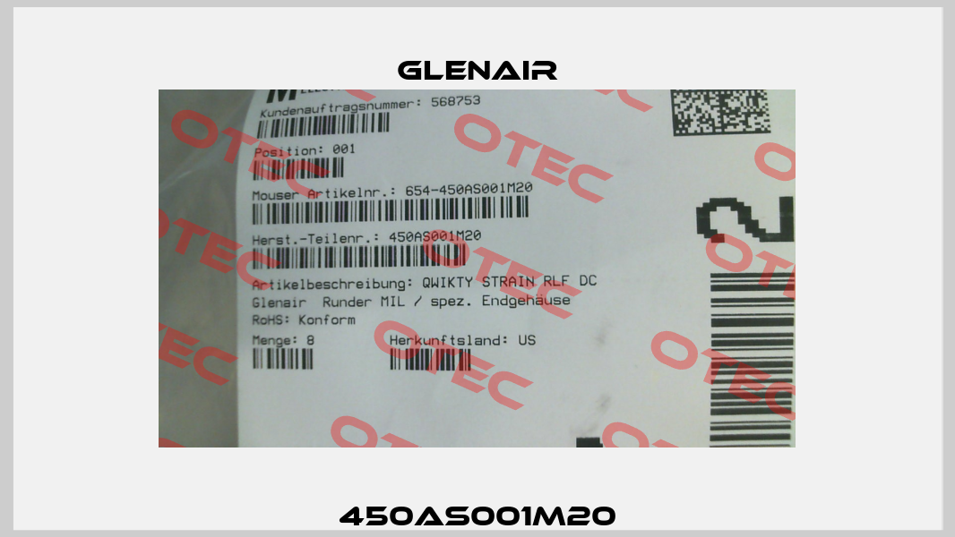 450AS001M20 Glenair